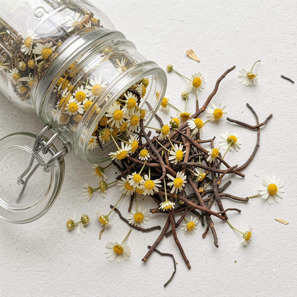 Organic herbal sleep tea blend with chamomile and valerian